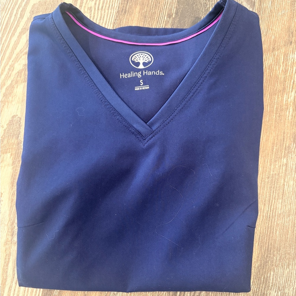 Healing Hands Navy Scrub Top